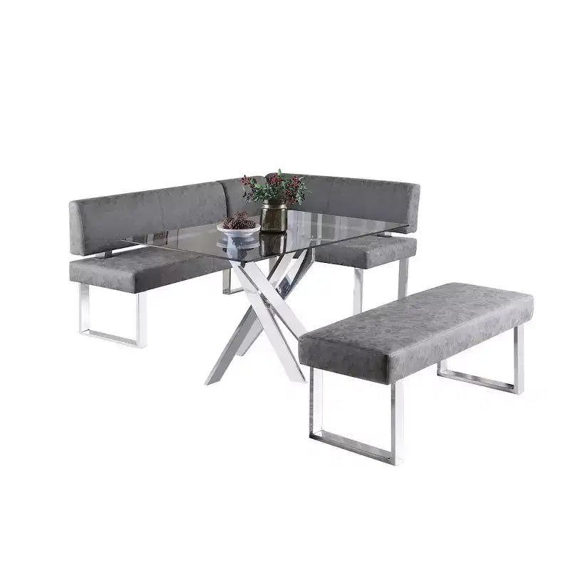Chintaly Imports, Banc rembourré gris moderne, Gris