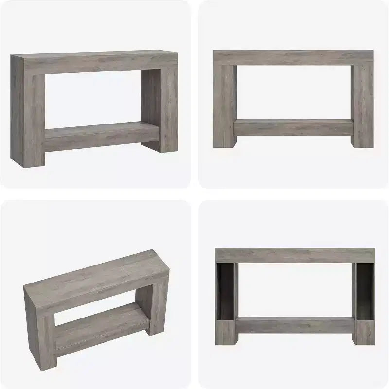 Table console Acekool Farmhouse, table d'entrée à 2 niveaux avec étagère de rangement, longue table de canapé pour couloir, salon, accent rustique