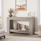 Table console Acekool Farmhouse, table d'entrée à 2 niveaux avec étagère de rangement, longue table de canapé pour couloir, salon, accent rustique