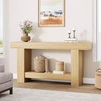 Table console Acekool Farmhouse, table d'entrée à 2 niveaux avec étagère de rangement, longue table de canapé pour couloir, salon, accent rustique