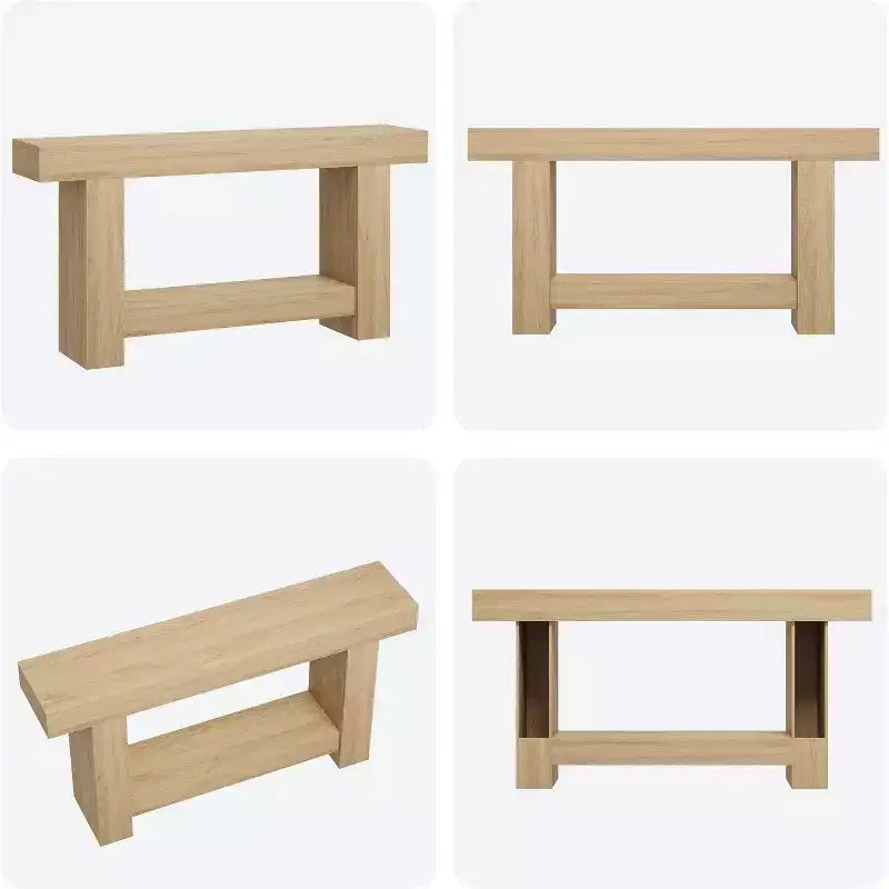 Table console Acekool Farmhouse, table d'entrée à 2 niveaux avec étagère de rangement, longue table de canapé pour couloir, salon, accent rustique