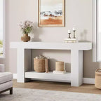 Table console Acekool Farmhouse, table d'entrée à 2 niveaux avec étagère de rangement, longue table de canapé pour couloir, salon, accent rustique
