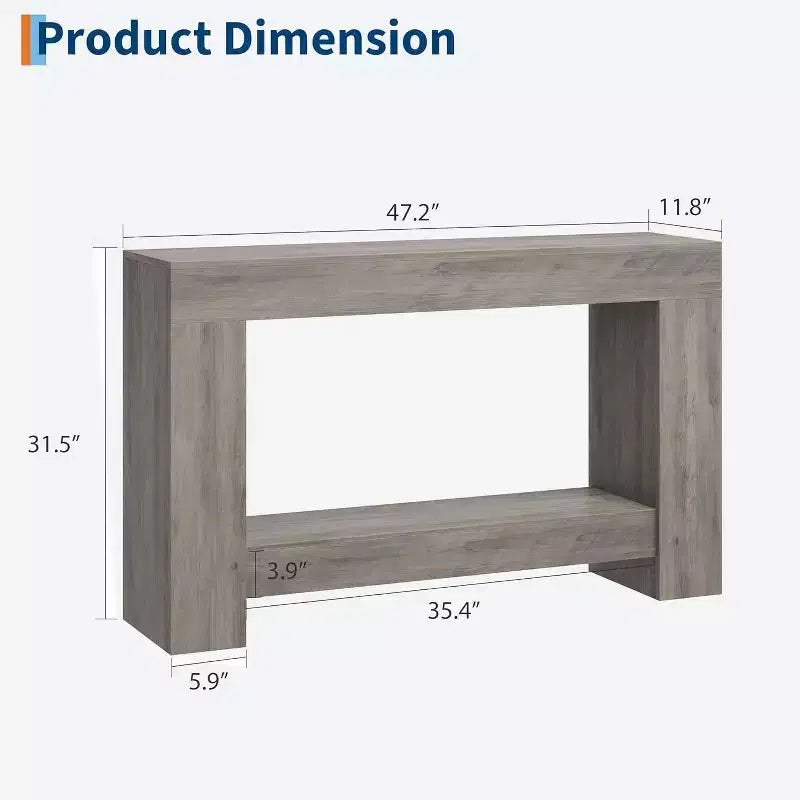 Table console Acekool Farmhouse, table d'entrée à 2 niveaux avec étagère de rangement, longue table de canapé pour couloir, salon, accent rustique
