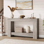 Table console Acekool Farmhouse, table d'entrée à 2 niveaux avec étagère de rangement, longue table de canapé pour couloir, salon, accent rustique