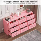 Commode 9 tiroirs, commode 63" pour chambre à coucher avec prise de courant, commode moderne pour couloir, salon