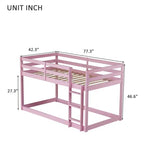 Lit superposé Okak Twin Over Twin au sol avec échelle et lattes renforcées, cadre de lit moderne en bois d'hévéa pour chambre d'enfants, chambre à coucher