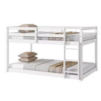 Lit superposé Okak Twin Over Twin au sol avec échelle et lattes renforcées, cadre de lit moderne en bois d'hévéa pour chambre d'enfants, chambre à coucher