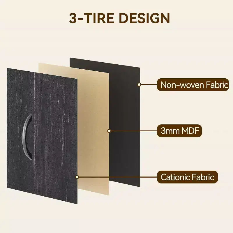 COZONY Commode haute à 15 tiroirs en tissu avec plateau en bois et cadre en métal robuste, Commode de rangement avec imprimé grain de bois pour chambre à coucher, salon et couloir