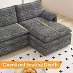 Canapé sectionnel modulaire 108" avec pouf mobile - Canapé d'angle en chenille pour salon d'appartement