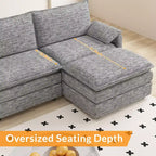 Canapé sectionnel modulaire 108" avec pouf mobile - Canapé d'angle en chenille pour salon d'appartement