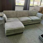 Canapé sectionnel modulaire 108" avec pouf mobile - Canapé d'angle en chenille pour salon d'appartement