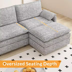 Canapé sectionnel modulaire 108" avec pouf mobile - Canapé d'angle en chenille pour salon d'appartement