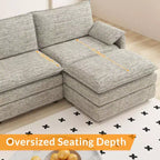 Canapé sectionnel modulaire 108" avec pouf mobile - Canapé d'angle en chenille pour salon d'appartement