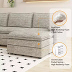 Canapé sectionnel modulaire 108" avec pouf mobile - Canapé d'angle en chenille pour salon d'appartement