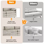 Canapé sectionnel modulaire 108" avec pouf mobile - Canapé d'angle en chenille pour salon d'appartement