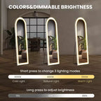 Bestier Miroir pleine longueur avec lumières LED, miroir de 152 cm avec cadre en alliage d'aluminium, miroirs sur pied ou muraux pour le salon