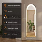 Bestier Miroir pleine longueur avec lumières LED, miroir de 152 cm avec cadre en alliage d'aluminium, miroirs sur pied ou muraux pour le salon