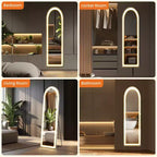 Bestier Miroir pleine longueur avec lumières LED, miroir de 152 cm avec cadre en alliage d'aluminium, miroirs sur pied ou muraux pour le salon