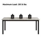 Table à manger industrielle pour 6-8 personnes, longue table de cuisine avec cadre métallique robuste et comptoir rectangulaire à bords arrondis pour le dîner