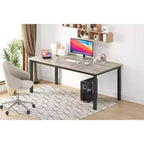Table à manger industrielle pour 6-8 personnes, longue table de cuisine avec cadre métallique robuste et comptoir rectangulaire à bords arrondis pour le dîner