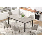 Table à manger industrielle pour 6-8 personnes, longue table de cuisine avec cadre métallique robuste et comptoir rectangulaire à bords arrondis pour le dîner