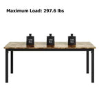 Table à manger industrielle pour 6-8 personnes, longue table de cuisine avec cadre métallique robuste et comptoir rectangulaire à bords arrondis pour le dîner