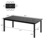 Table à manger industrielle pour 6-8 personnes, longue table de cuisine avec cadre métallique robuste et comptoir rectangulaire à bords arrondis pour le dîner