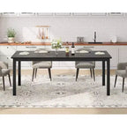 Table à manger industrielle pour 6-8 personnes, longue table de cuisine avec cadre métallique robuste et comptoir rectangulaire à bords arrondis pour le dîner