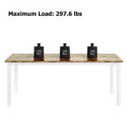 Table à manger industrielle pour 6-8 personnes, longue table de cuisine avec cadre métallique robuste et comptoir rectangulaire à bords arrondis pour le dîner