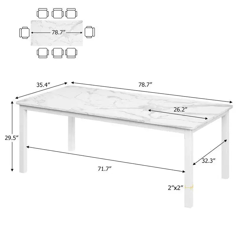 Table à manger industrielle pour 6-8 personnes, longue table de cuisine avec cadre métallique robuste et comptoir rectangulaire à bords arrondis pour le dîner