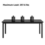 Table à manger industrielle pour 6-8 personnes, longue table de cuisine avec cadre métallique robuste et comptoir rectangulaire à bords arrondis pour le dîner
