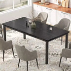 Table à manger industrielle pour 6-8 personnes, longue table de cuisine avec cadre métallique robuste et comptoir rectangulaire à bords arrondis pour le dîner
