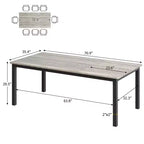 Table à manger industrielle pour 6-8 personnes, longue table de cuisine avec cadre métallique robuste et comptoir rectangulaire à bords arrondis pour le dîner