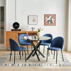 42.1 Table à Manger Ronde, Table Basse de Salon de Milieu de Siècle avec Pieds en Croix Métalliques, Table de Cuisine pour 4-6 Personnes - ModernLuxe