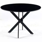 42.1 Table à Manger Ronde, Table Basse de Salon de Milieu de Siècle avec Pieds en Croix Métalliques, Table de Cuisine pour 4-6 Personnes - ModernLuxe