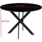 42.1 Table à Manger Ronde, Table Basse de Salon de Milieu de Siècle avec Pieds en Croix Métalliques, Table de Cuisine pour 4-6 Personnes - ModernLuxe