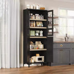 Meuble de rangement haut GustoWave de 180 cm, Armoire de cuisine/garde-manger 5 niveaux avec 4 portes et étagères réglables pour cuisine, salle à manger, salle de bain