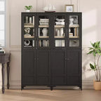 Meuble de rangement haut GustoWave de 180 cm, Armoire de cuisine/garde-manger 5 niveaux avec 4 portes et étagères réglables pour cuisine, salle à manger, salle de bain