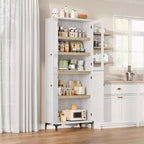 Meuble de rangement haut GustoWave de 180 cm, Armoire de cuisine/garde-manger 5 niveaux avec 4 portes et étagères réglables pour cuisine, salle à manger, salle de bain