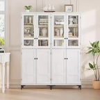 Meuble de rangement haut GustoWave de 180 cm, Armoire de cuisine/garde-manger 5 niveaux avec 4 portes et étagères réglables pour cuisine, salle à manger, salle de bain