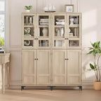 Meuble de rangement haut GustoWave de 180 cm, Armoire de cuisine/garde-manger 5 niveaux avec 4 portes et étagères réglables pour cuisine, salle à manger, salle de bain