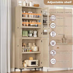 Meuble de rangement haut GustoWave de 180 cm, Armoire de cuisine/garde-manger 5 niveaux avec 4 portes et étagères réglables pour cuisine, salle à manger, salle de bain