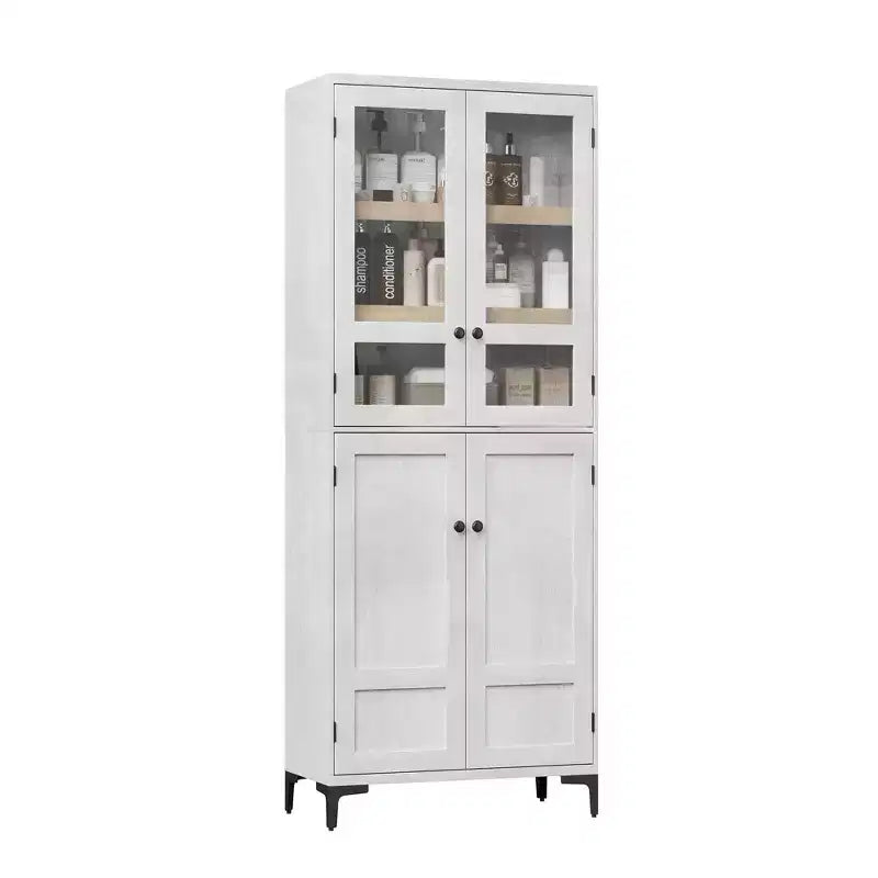Meuble de rangement haut GustoWave de 180 cm, Armoire de cuisine/garde-manger 5 niveaux avec 4 portes et étagères réglables pour cuisine, salle à manger, salle de bain