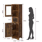 Élément de rangement haut et étroit de 170 cm avec portes vitrées et étagère réglable, armoire autoportante étroite
