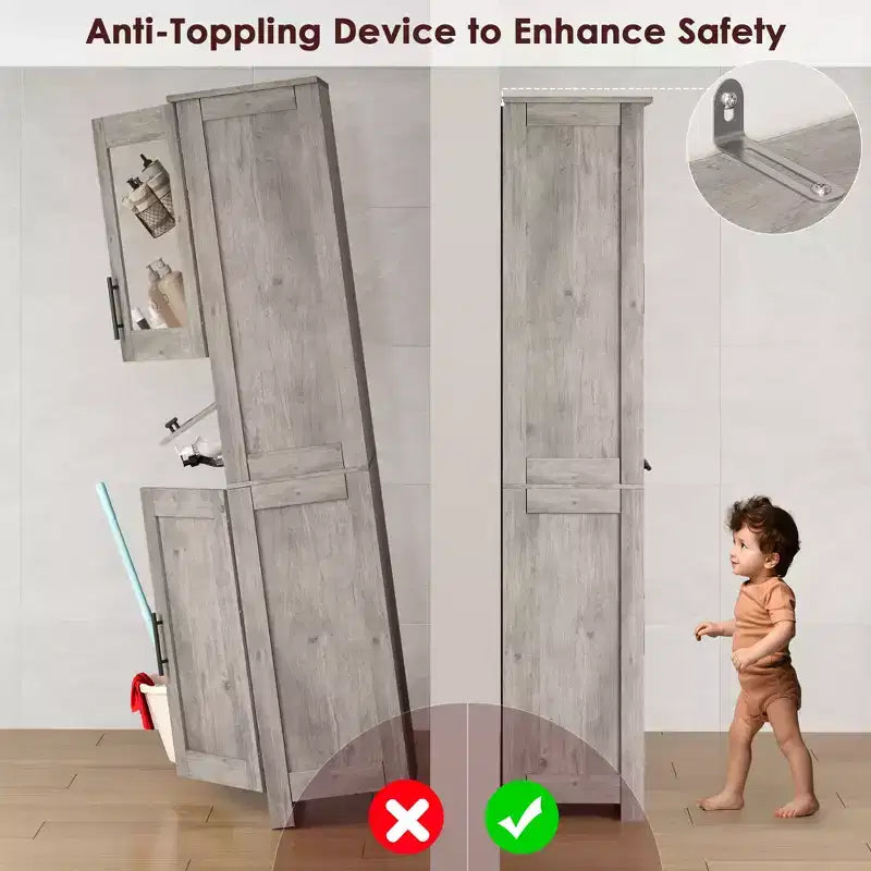 Élément de rangement haut et étroit de 170 cm avec portes vitrées et étagère réglable, armoire autoportante étroite