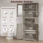 Élément de rangement haut et étroit de 170 cm avec portes vitrées et étagère réglable, armoire autoportante étroite