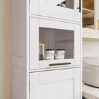 Élément de rangement haut et étroit de 170 cm avec portes vitrées et étagère réglable, armoire autoportante étroite