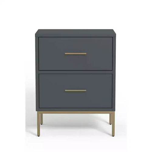 Alpine Furniture,Madelyn Two Drawer Nightstand, Slate Gray
