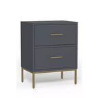 Alpine Furniture,Table de chevet Madelyn à deux tiroirs, Gris ardoise
