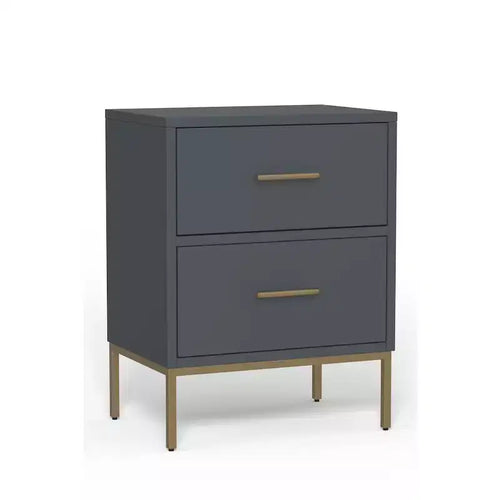 Alpine Furniture,Table de chevet Madelyn à deux tiroirs, Gris ardoise